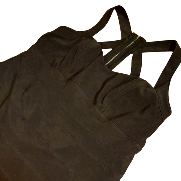 Vintage Torrid Strappy Back Zip Bandage Bodycon Dress In Black - Picture 10 of 16